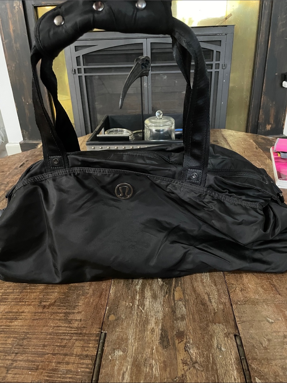 lululemon athletica Black Nylon Shoulder Duffel Bag